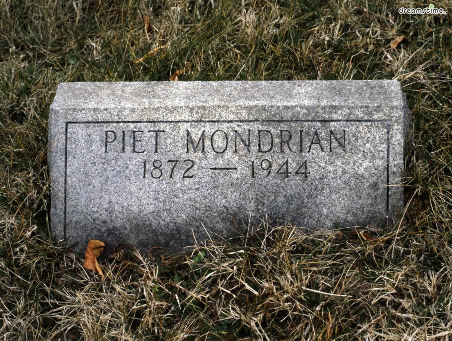 ▲몬드리안의 무덤(Cypress Hills Cemetery)

몬드리안은&nbsp;1944년 2월 1일, 향년 72세의 나이로 뉴욕에서 폐렴으로 사망합니다.

그의 무덤은&nbsp;뉴욕 사이프레스 힐스 묘지에 마련되어 있습니다.
