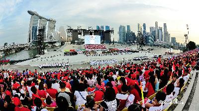 싱가포르 독립기념일 퍼레이드 관중들 06
