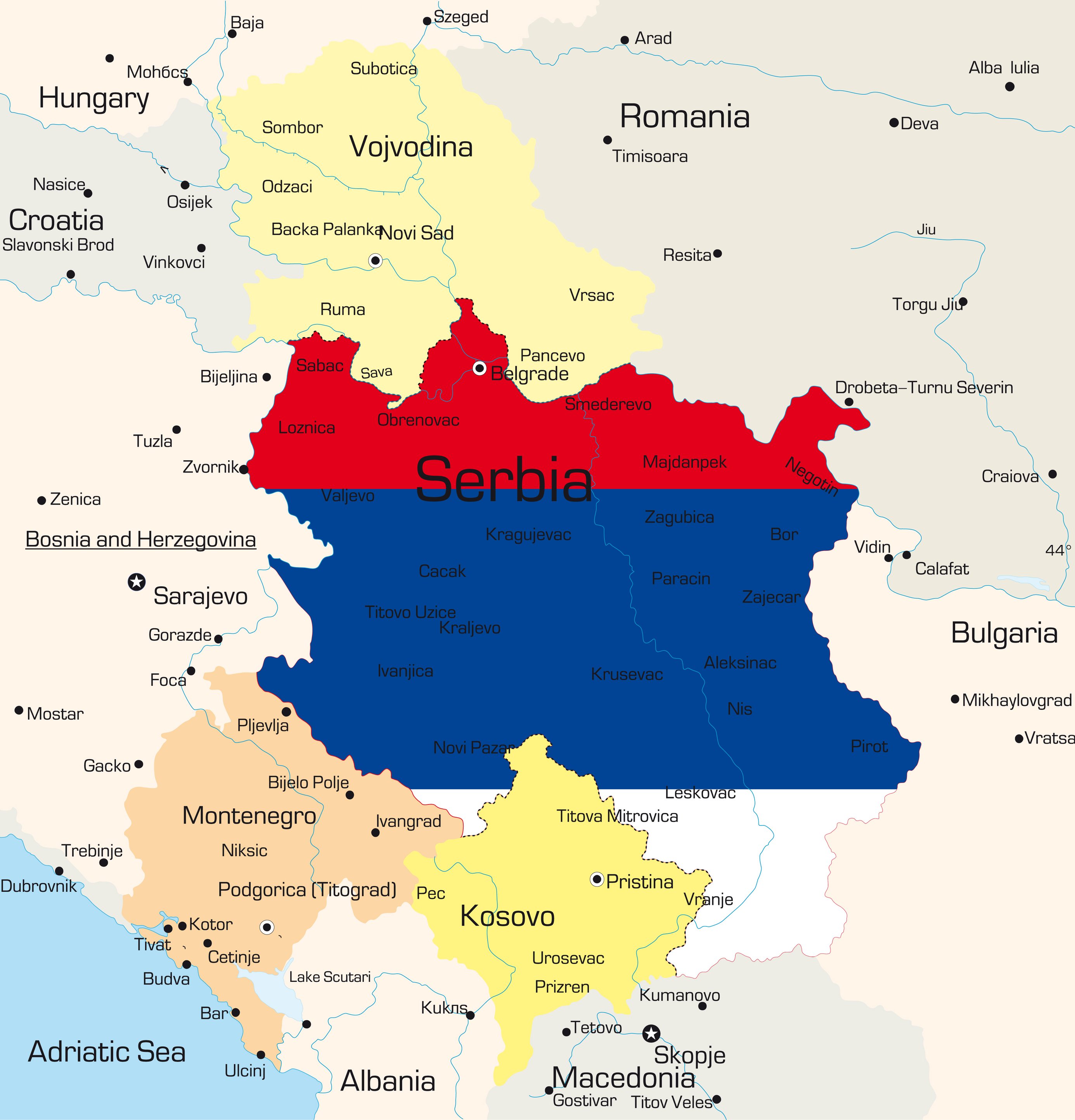 세르비아 지도
