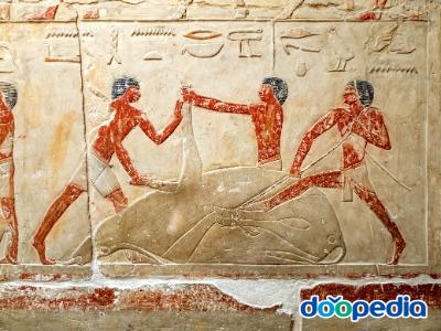 사카라 피라미드 내부 벽화 (소잡는 이집트인)