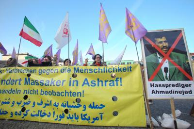 베를린 미국 대사관 앞 이란인 시위 	 05