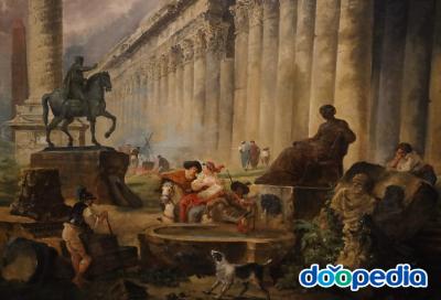 국립서양미술관, 위베르 로베르 '마르쿠스 아우레리우스기마대, 트라야누스기둥, 신전이 보이는 공상 속의 로마경관'